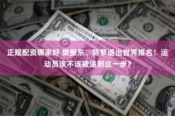 正规配资哪家好 樊振东、陈梦退出世界排名！运动员该不该被逼到这一步？