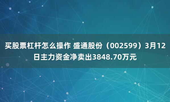 买股票杠杆怎么操作 盛通股份（002599）3月12日主力资金净卖出3848.70万元