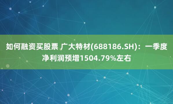 如何融资买股票 广大特材(688186.SH)：一季度净利润预增1504.79%左右