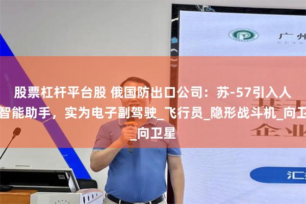 股票杠杆平台股 俄国防出口公司：苏-57引入人工智能助手，实为电子副驾驶_飞行员_隐形战斗机_向卫星